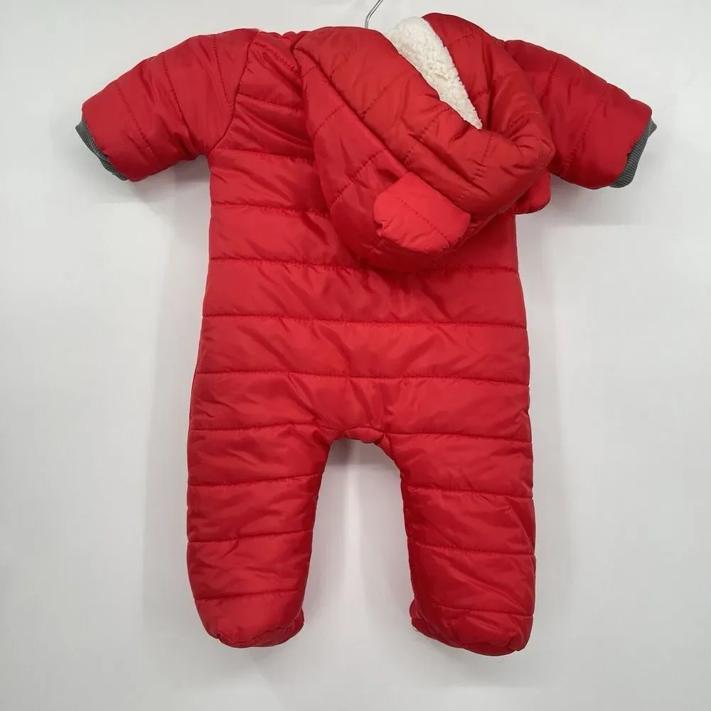 Disney Baby 3-6M Mickey Mouse Snowsuit Infant Red Puffer Sherpa Lined‎ Hooded